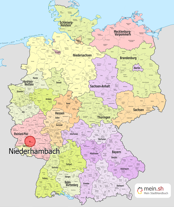 Deutschlandkarte mit Niederhambach