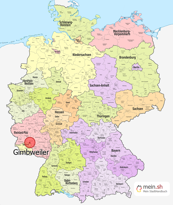 Deutschlandkarte mit Gimbweiler