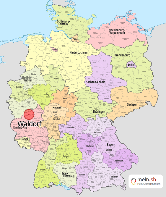 Deutschlandkarte mit Waldorf