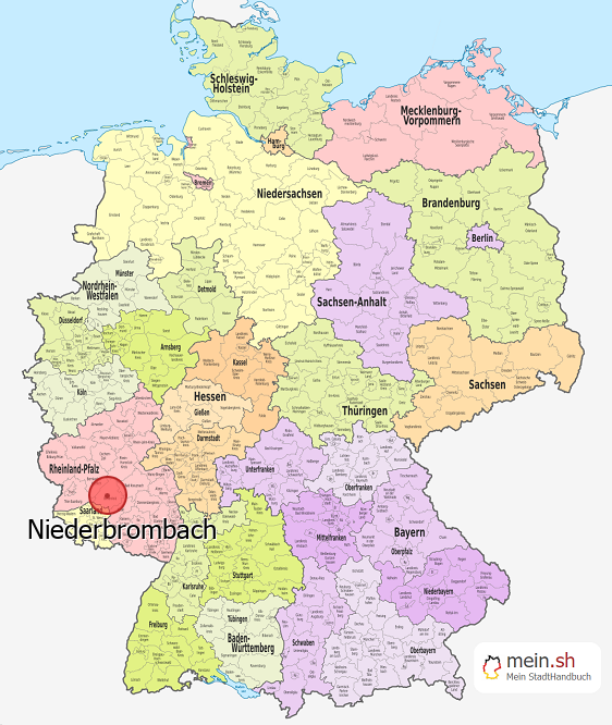 Deutschlandkarte mit Niederbrombach