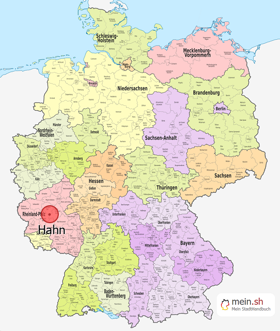 Deutschlandkarte mit Hahn