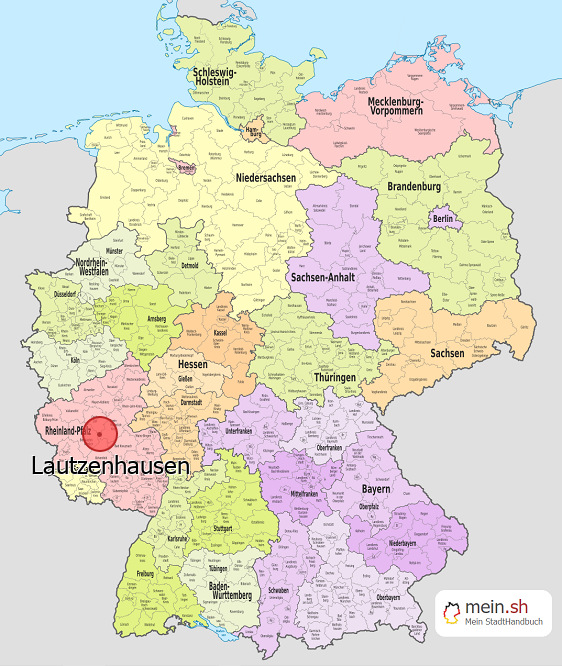 Deutschlandkarte mit Lautzenhausen