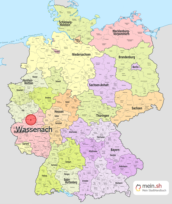 Deutschlandkarte mit Wassenach