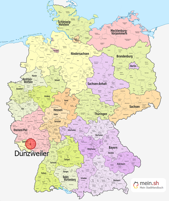 Deutschlandkarte mit Dunzweiler