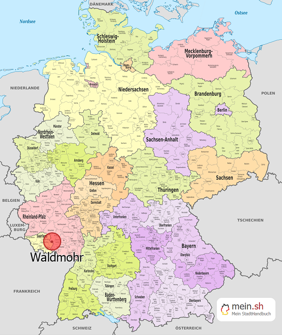 Deutschlandkarte mit Waldmohr