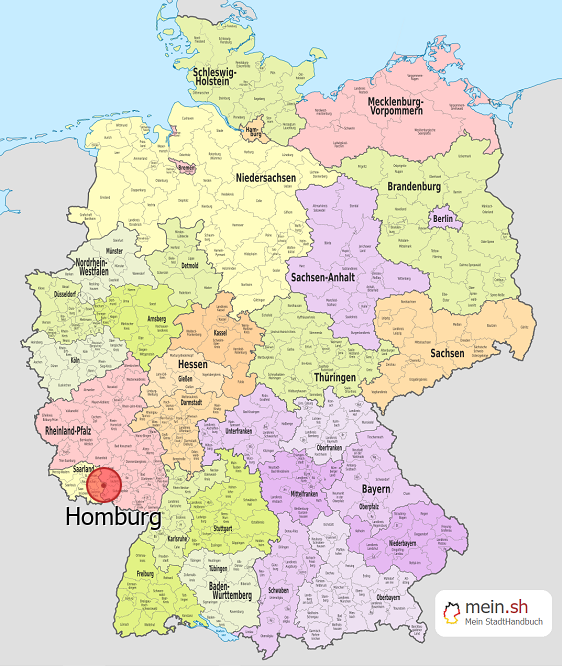 Deutschlandkarte mit Homburg