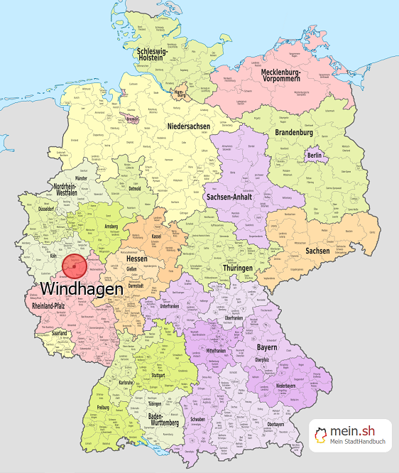 Deutschlandkarte mit Windhagen