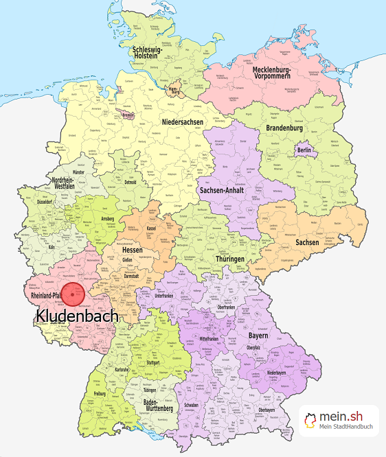 Deutschlandkarte mit Kludenbach