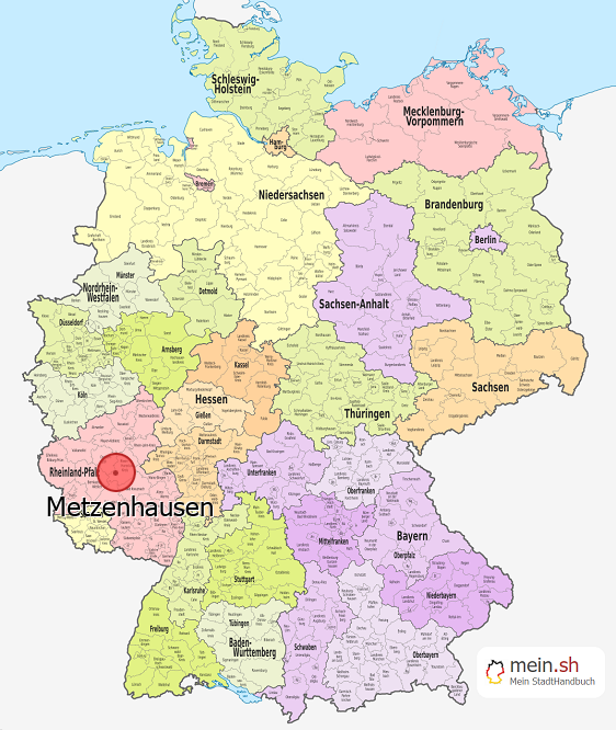 Deutschlandkarte mit Metzenhausen