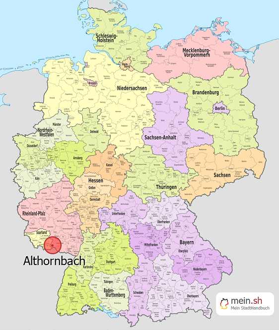 Deutschlandkarte mit Althornbach