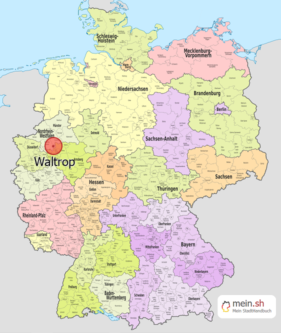 Deutschlandkarte mit Waltrop