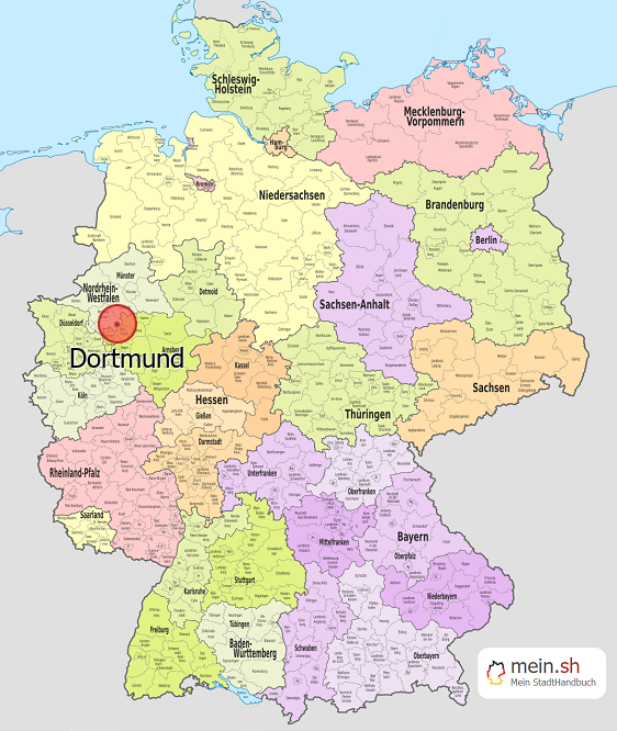 Deutschlandkarte mit Dortmund