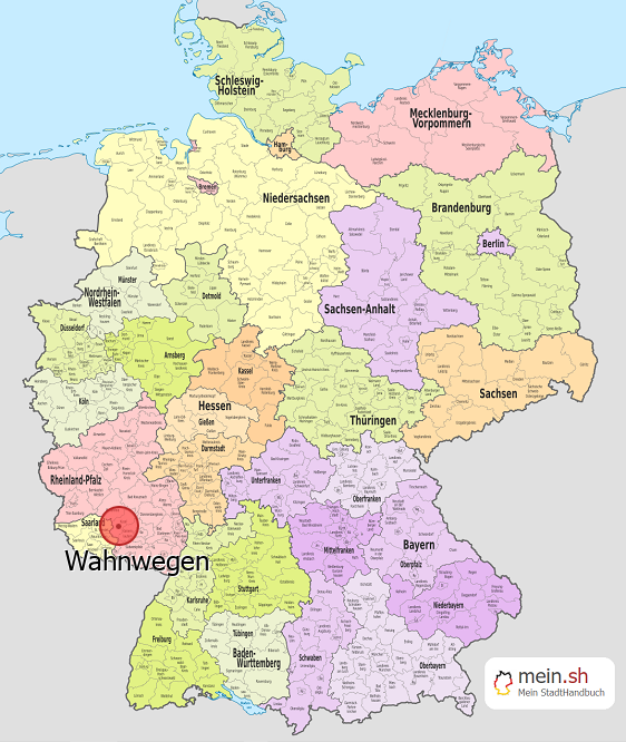 Deutschlandkarte mit Wahnwegen