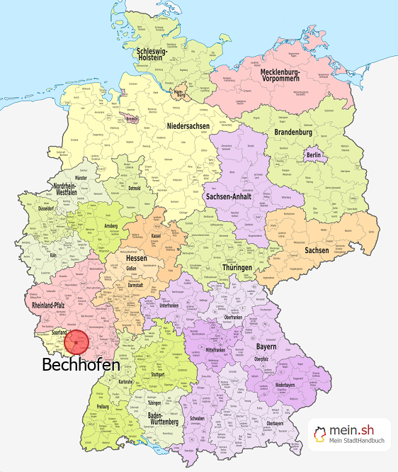 Deutschlandkarte mit Bechhofen