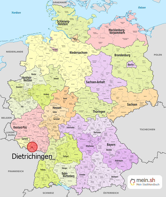 Deutschlandkarte mit Dietrichingen