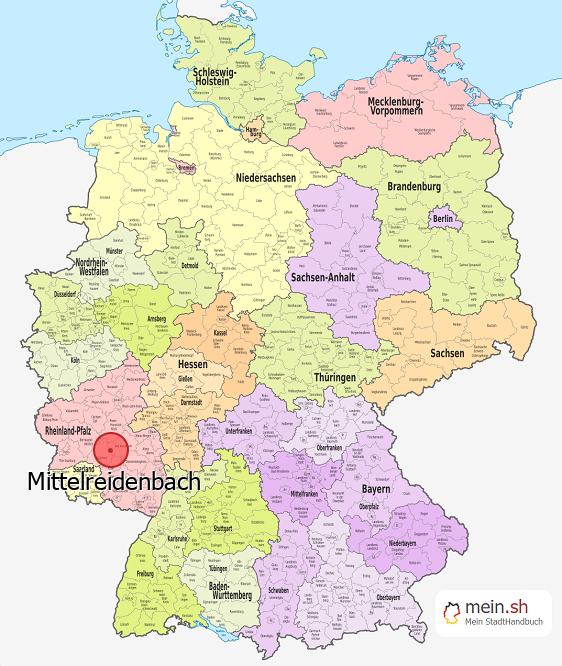 Deutschlandkarte mit Mittelreidenbach