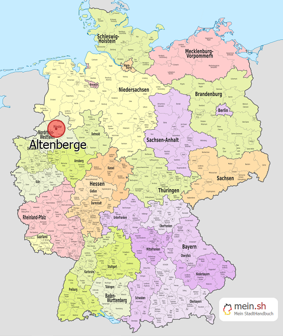 Deutschlandkarte mit Altenberge