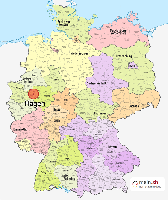 Deutschlandkarte mit Hagen