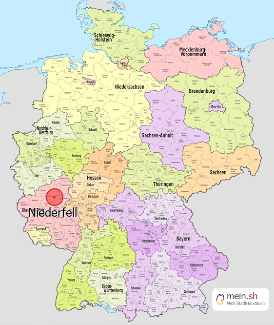 Deutschlandkarte mit Niederfell