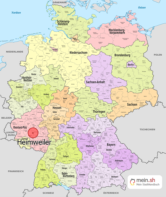 Deutschlandkarte mit Heimweiler