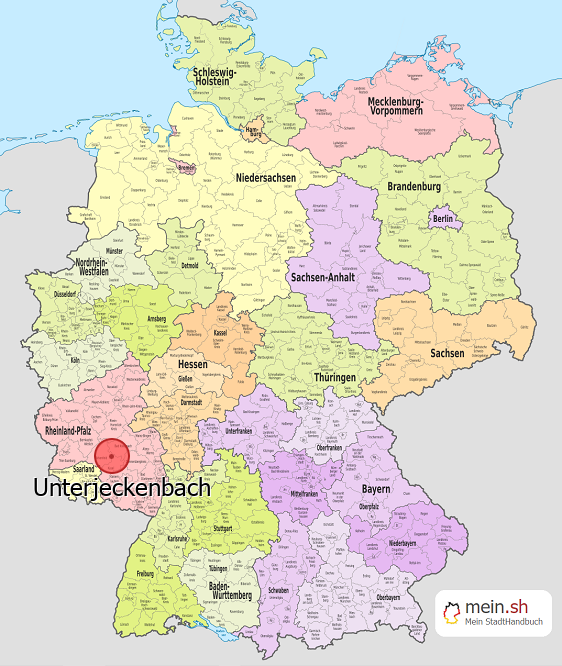 Deutschlandkarte mit Unterjeckenbach