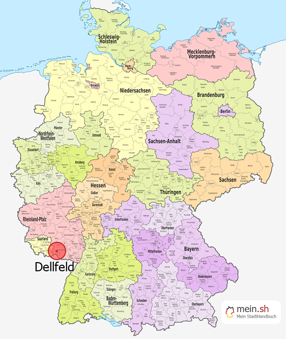 Deutschlandkarte mit Dellfeld