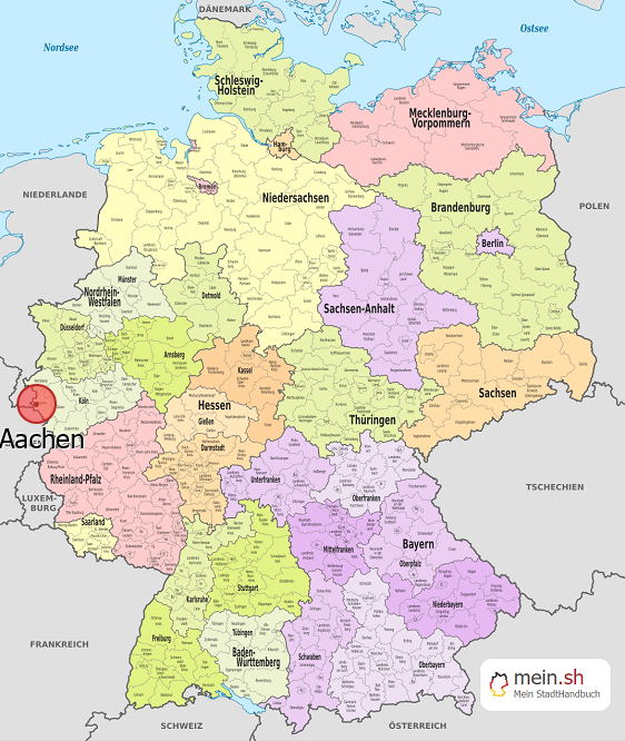 Deutschlandkarte mit Aachen