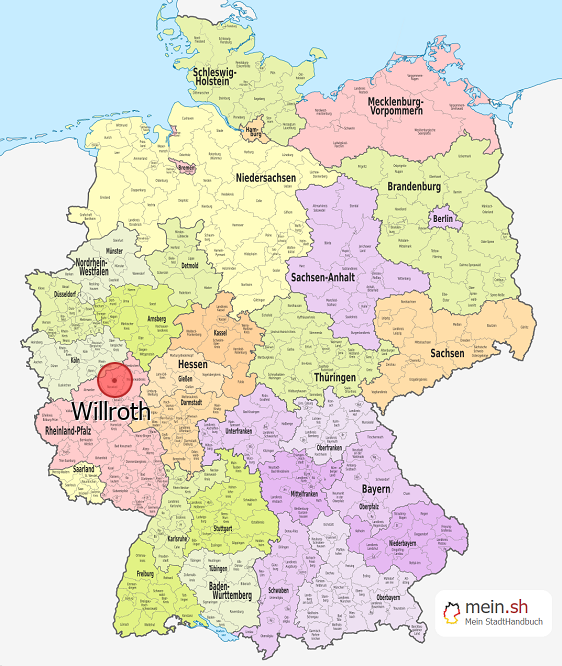 Deutschlandkarte mit Willroth