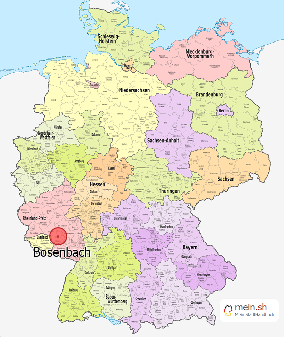 Deutschlandkarte mit Bosenbach