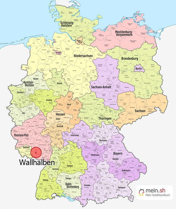 Deutschlandkarte mit Wallhalben