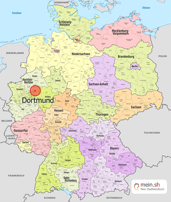Deutschlandkarte mit Dortmund