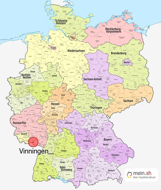Deutschlandkarte mit Vinningen