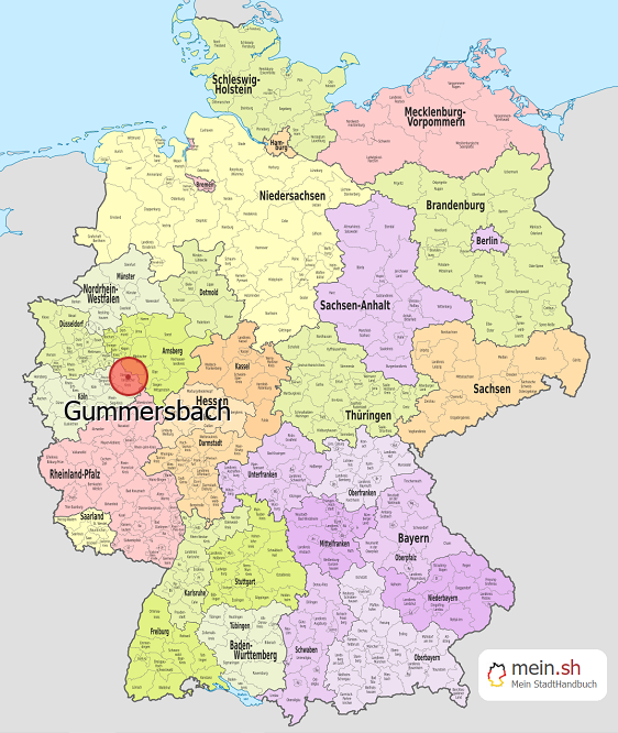 Deutschlandkarte mit Gummersbach