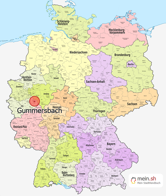 Deutschlandkarte mit Gummersbach