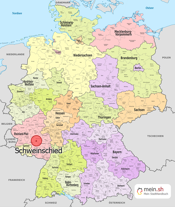 Deutschlandkarte mit Schweinschied