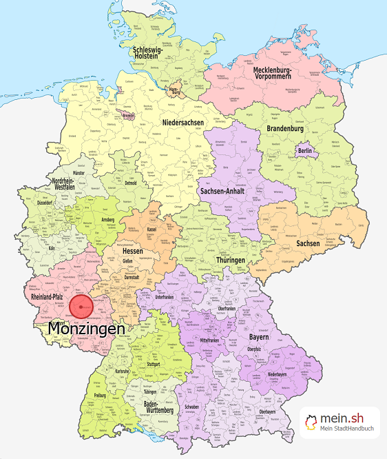 Deutschlandkarte mit Monzingen