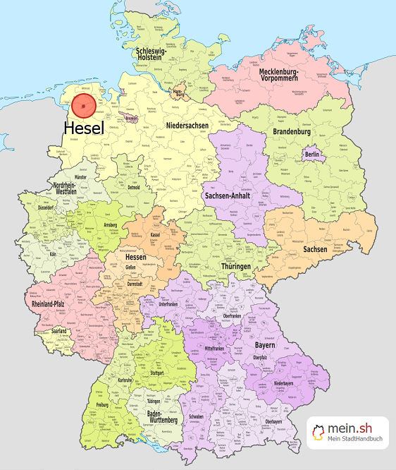Deutschlandkarte mit Hesel