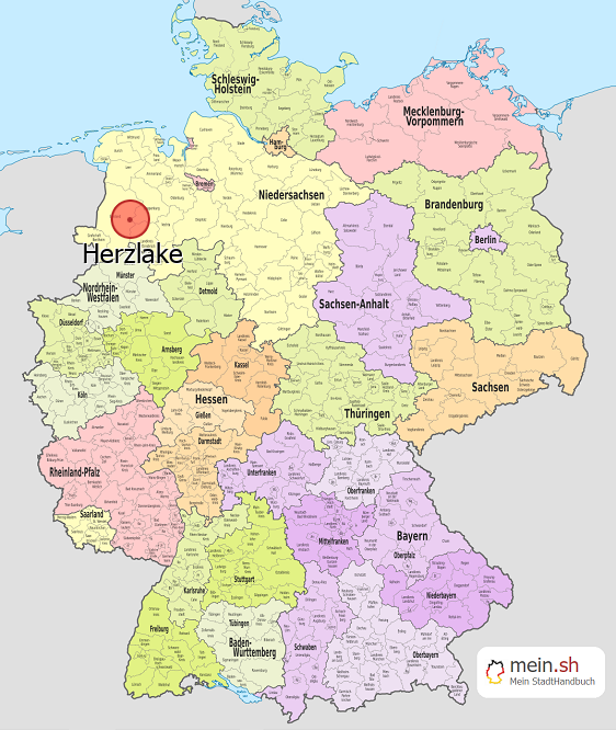 Deutschlandkarte mit Herzlake
