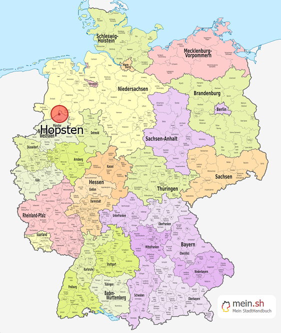 Deutschlandkarte mit Hopsten