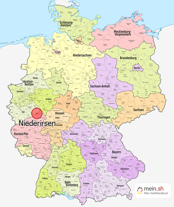 Deutschlandkarte mit Niederirsen
