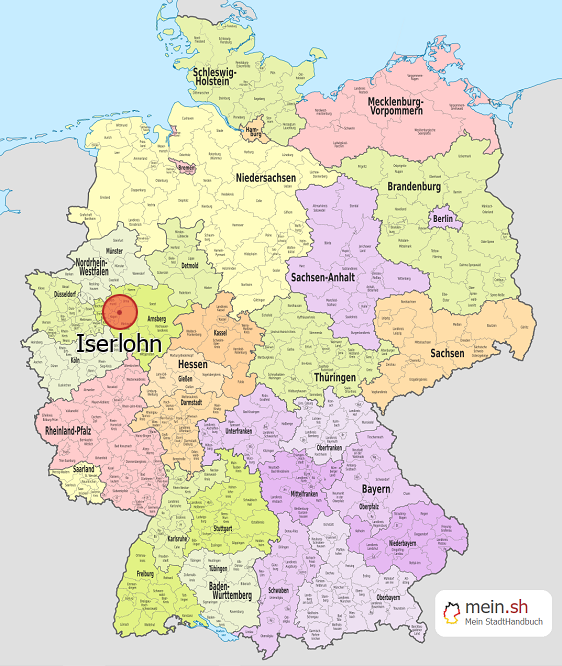Deutschlandkarte mit Iserlohn