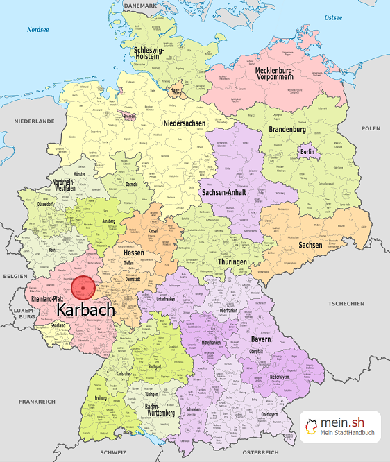 Deutschlandkarte mit Karbach