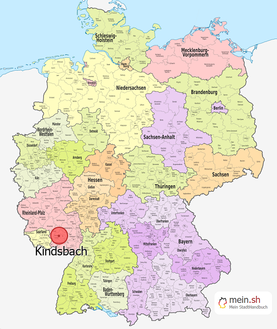 Deutschlandkarte mit Kindsbach