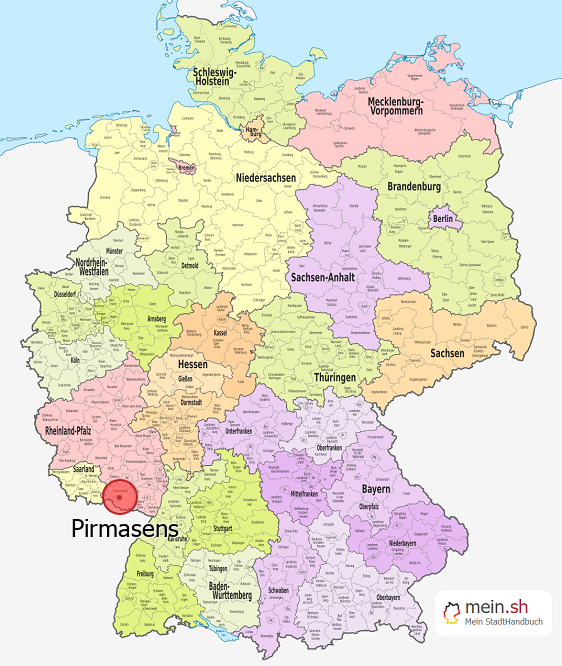 Deutschlandkarte mit Pirmasens