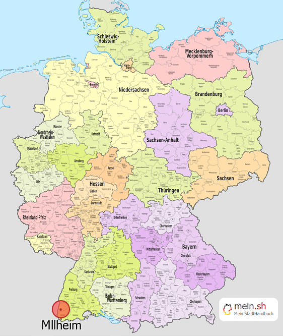 Deutschlandkarte mit Mllheim