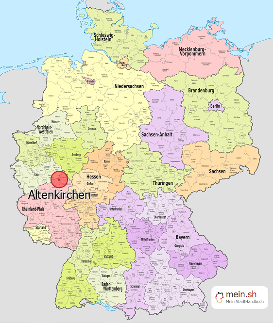 Deutschlandkarte mit Altenkirchen