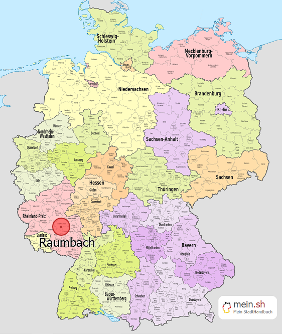 Deutschlandkarte mit Raumbach
