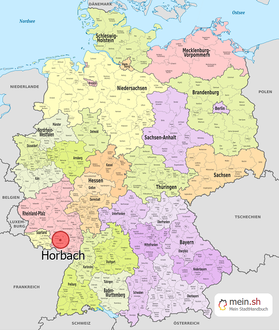 Deutschlandkarte mit Horbach