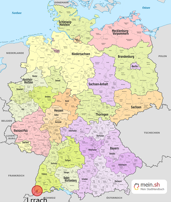 Deutschlandkarte mit Lrrach