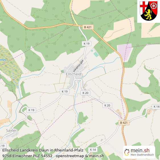 Ellscheid Landkreis Daun Lageplan © Openstreetmap Contributors Ellscheid Kleines Dorf Lageplan